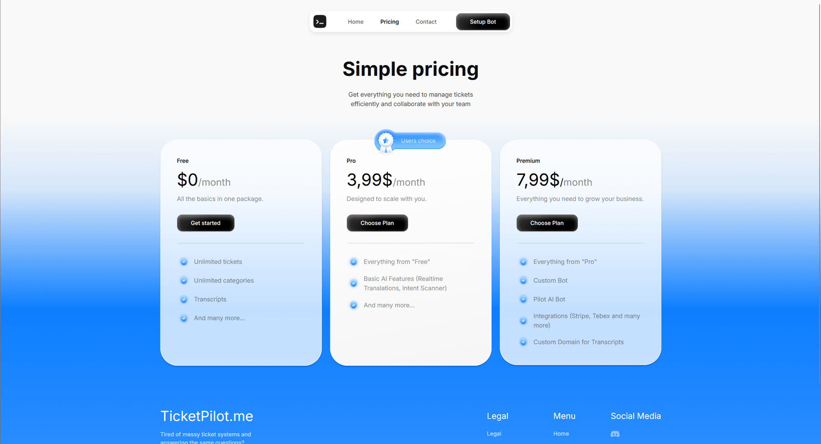 Pricing Page